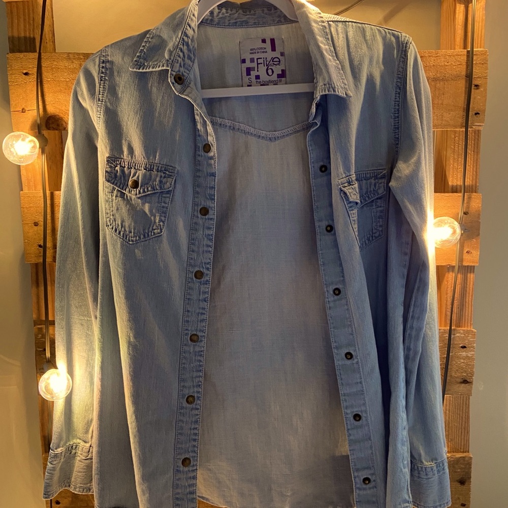 Light Denim Button-down Top